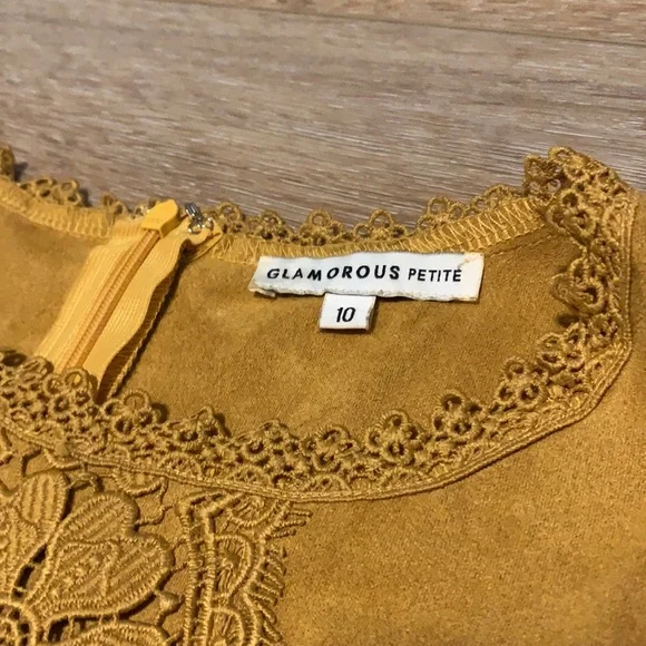 Mustard yellow, velvet-feel mini dress, fits like an 8 - Picture 3 of 5